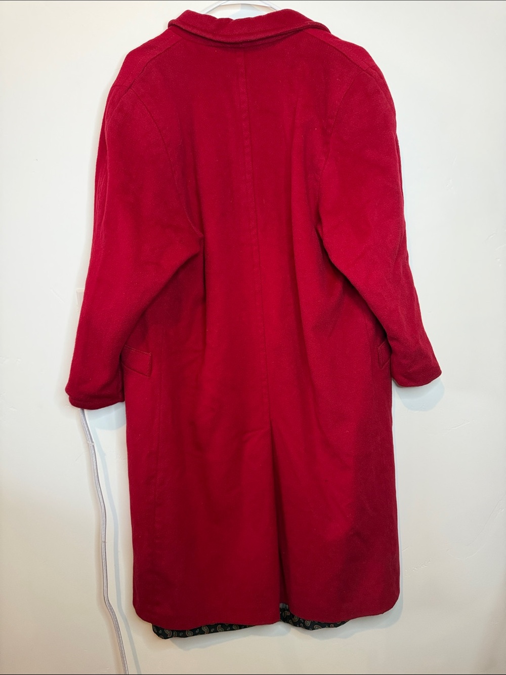 Women's Wool Red Double-Breasted Trench Coat by Collection - Picture 5 of 13